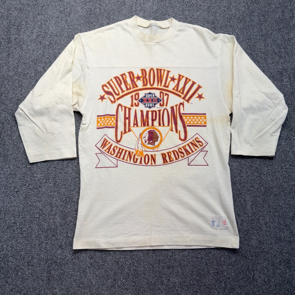 Vintage 1987 Washington Redskins Super Bowl XXII Champions Logo 7 Shirt Mens M